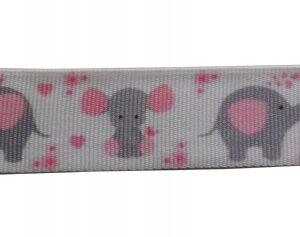 Taśma wstążka rypsowa Słoniki Słonie 20 mm