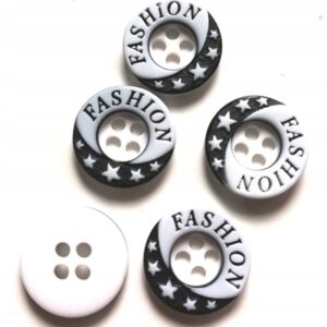 Guziki biało-czarne fashion 12,5 mm 2 otw. 5 szt