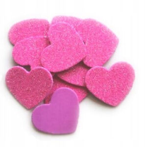 Serce pianka brokat różowe 3x3cm scrap 10szt.
