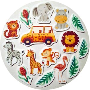 Zestaw na tort topper zwierzątka safari 15 elem. 2D