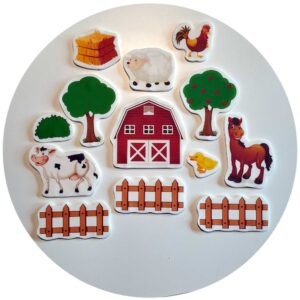 Zestaw na tort topper farma wieś zwierzątka 13 elem. 2D