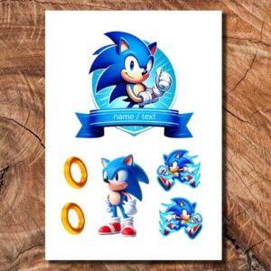 Wydruk cukrowy na tort Sonic napis