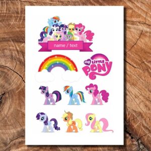Wydruk cukrowy na tort A4 Little Pony napis DIY
