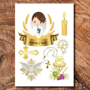 Wydruk cukrowy na tort A4 Komunia Święta napis DIY