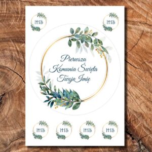 Wydruk cukrowy na tort A4 Komunia Święta tekst gratis DIY