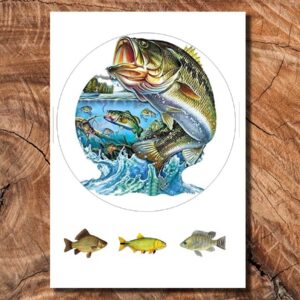 Wydruk cukrowy na tort A4 ryby wędkowanie DIY