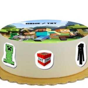 Zestaw cukrowy na tort Minecraft napis gratis