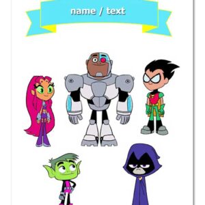 Wydruk cukrowy na tort A4 Młodzi Tytani napis DIY