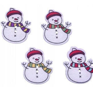 Guziki drewniane 29x20 mm Bałwan 4 szt.