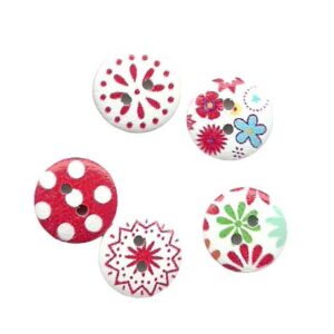 Guziki drewniane 15 mm kolorowe 5 szt.