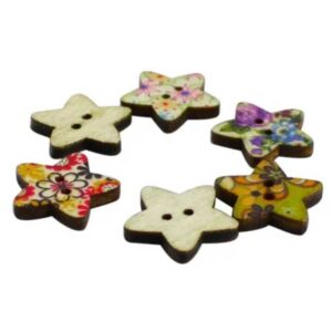 Guziki drewniane 17 mm gwiazda gwiazdka 10 szt.