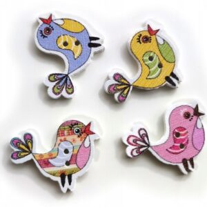 Guziki drewniane ptaszek 19x25 mm 2 otw. 4 szt.