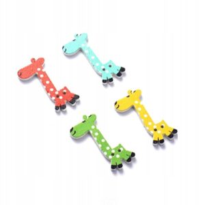 Guziki drewniane 39x19 mm żyrafa 4 szt.